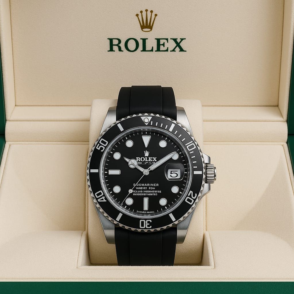 Premium Silicone Strap Submariner Style Watch Durable Elegant Comfortable Reliable Best Quality Practical Choice For Men’s Fashion And Daily Wear |Black